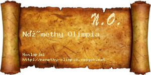 Némethy Olimpia névjegykártya